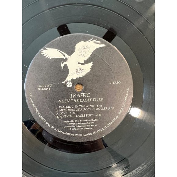 Traffic "When The Eagle Flies" Vinyl Record LP 1974 Asylum Records 7E-1020-B - Picture 3 of 8